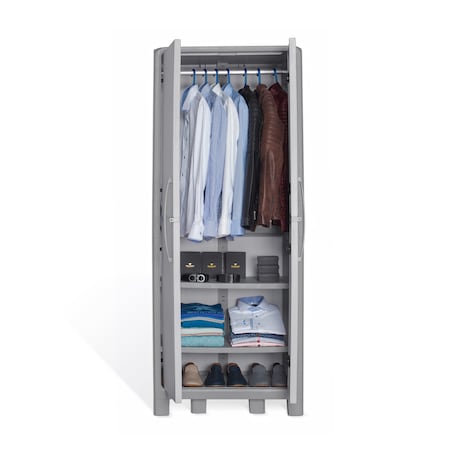 Plasticos Mq Large Wardrobe Cabinet 28.4 in. W x 72 in. H x 18.11 in. D in Gray 430-GRA